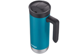 Contigo Superior 2.0 Stainless Steel Travel Mug with Handle Leak-Proof Lid Double-Wall Insulation for Hot & Cold Beverages, 20oz, Juniper, Ideal for Commuting and Travel